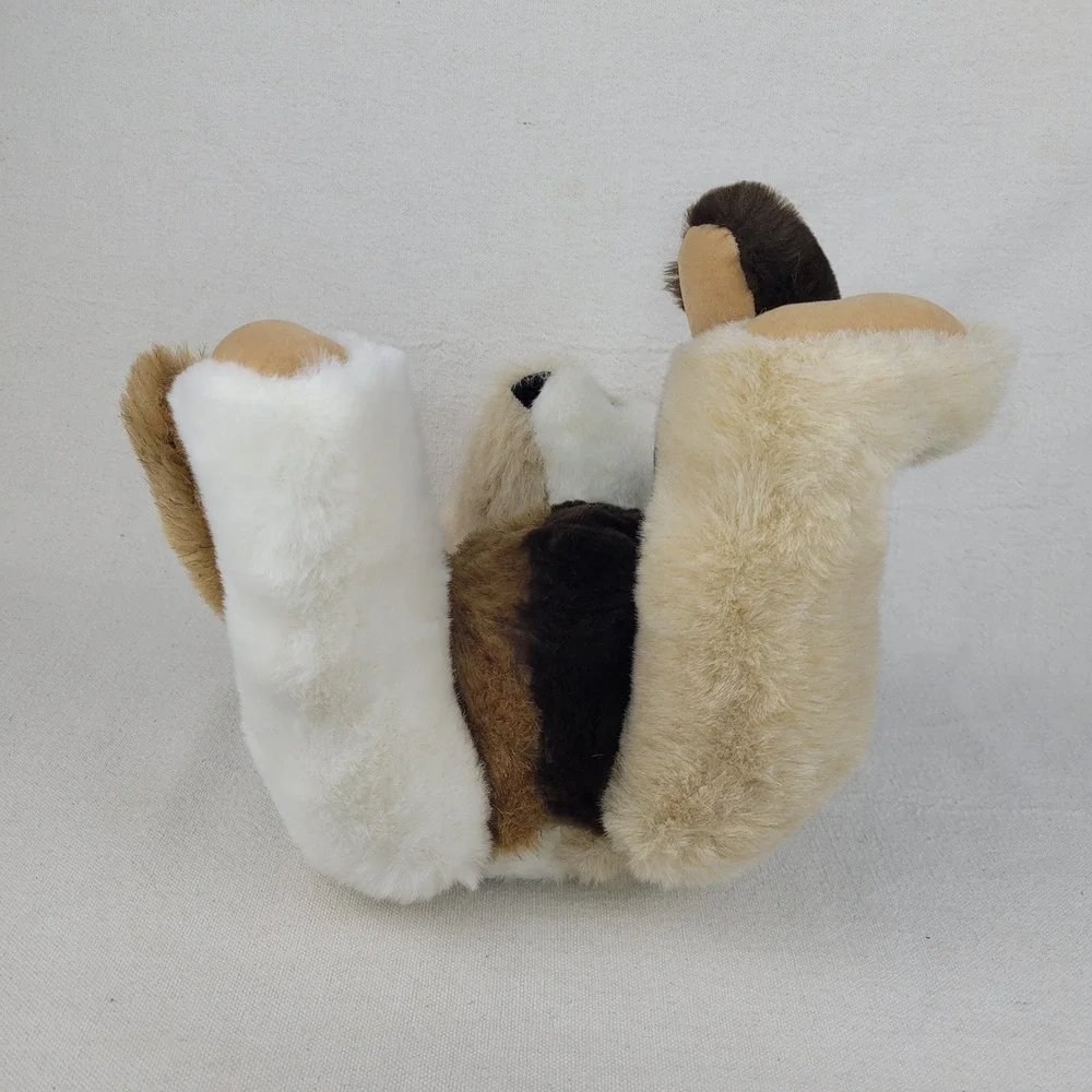 Vermont Teddy Bear Jointed Patchwork Plush Brown Tan Cream 2011